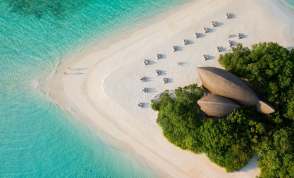 A secluded island beach