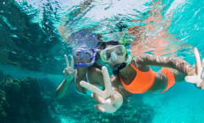 A teenager snorkelling